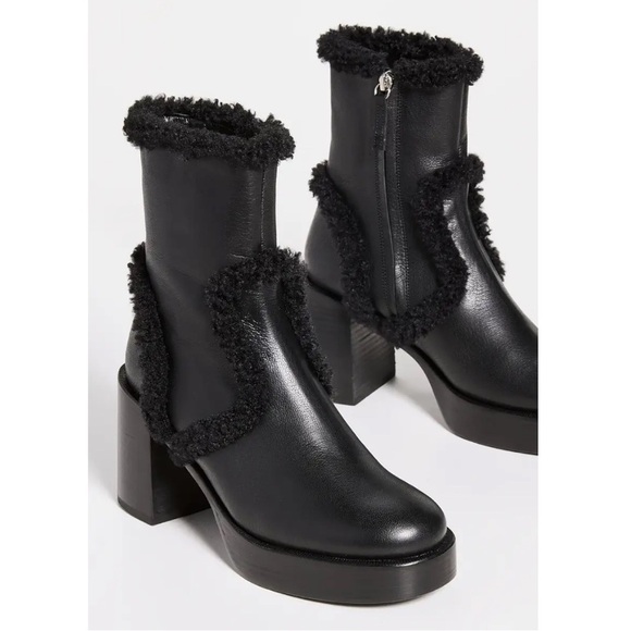 Simon Miller Low Raid Boots Black with Shearling Trim Size 40